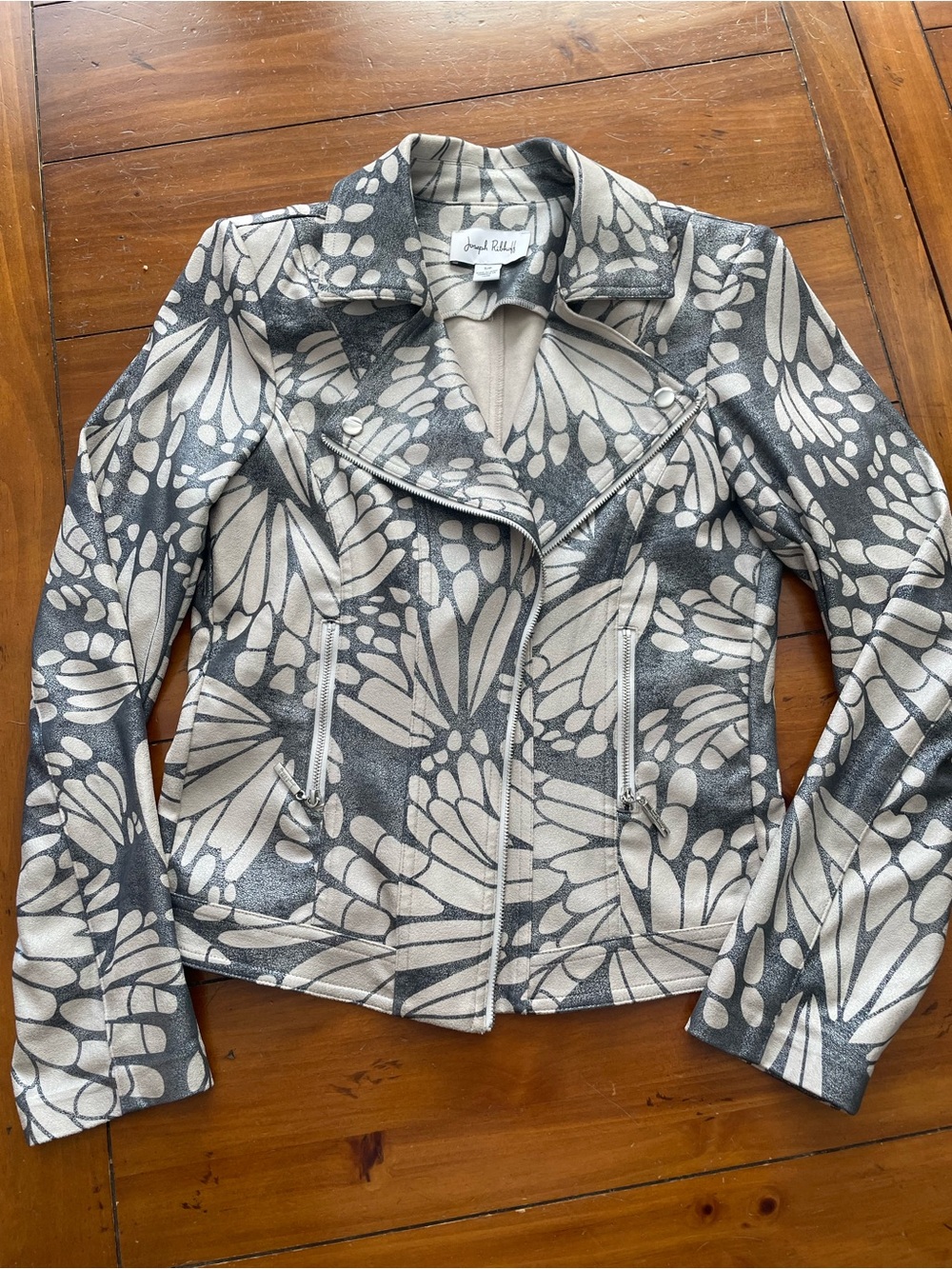 Printed Moto Jacket by Joseph Ribkoff - Picture 6 of 9